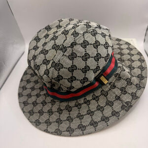 Women's Gucci Monogram Bucket Hat in Grey and Black, small